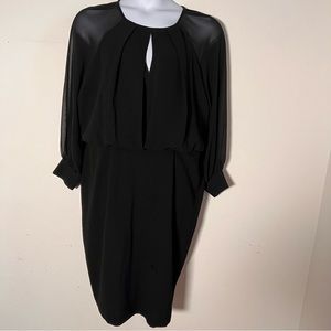 Adrianna Pappell Size 16W Little Black Dress Elegant Crepe with Sheer Details